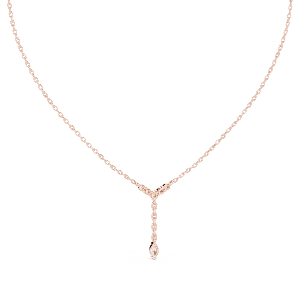 Lariella Chevron Diamond Y Drop Lariat Necklace with Marquise Diamond