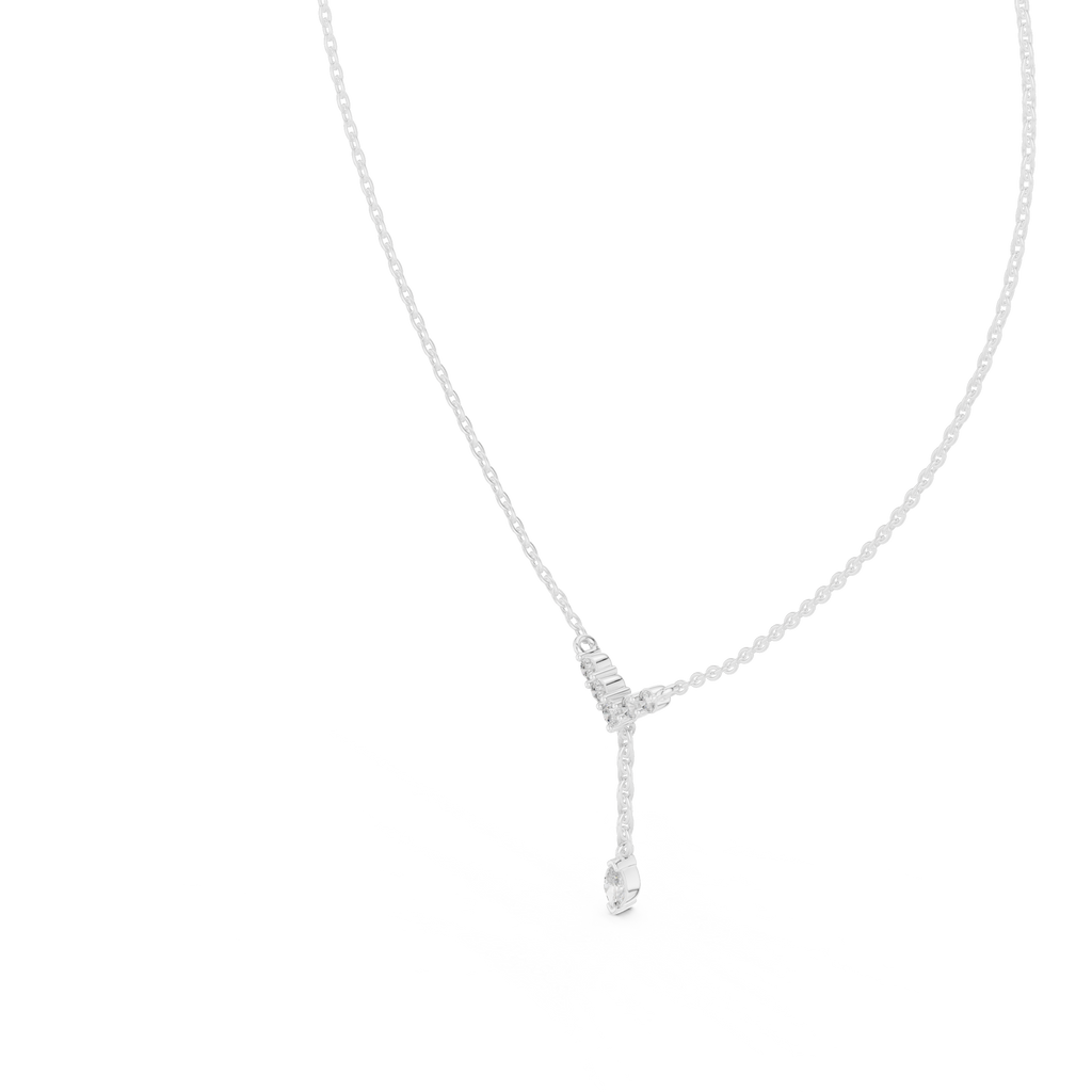 Lariella Chevron Diamond Y Drop Lariat Necklace with Marquise Diamond