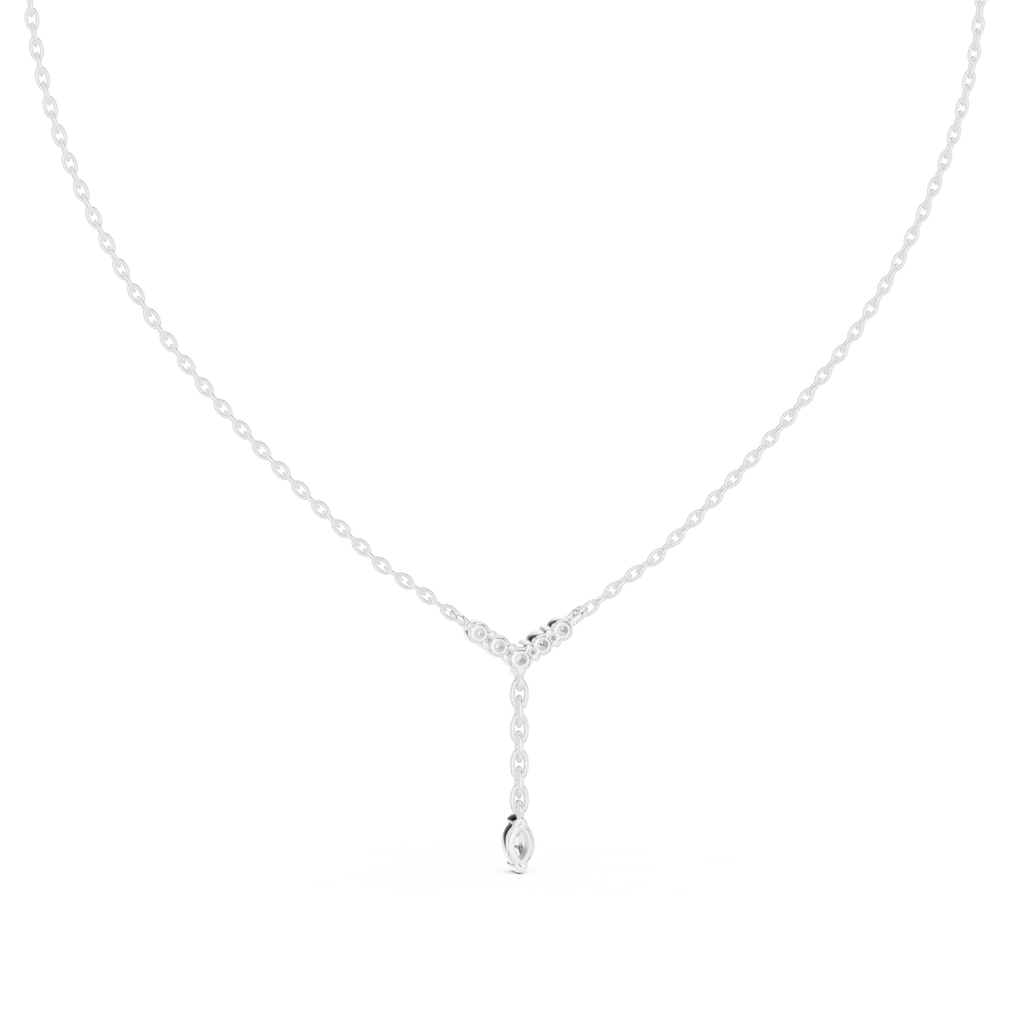 Lariella Chevron Diamond Y Drop Lariat Necklace with Marquise Diamond