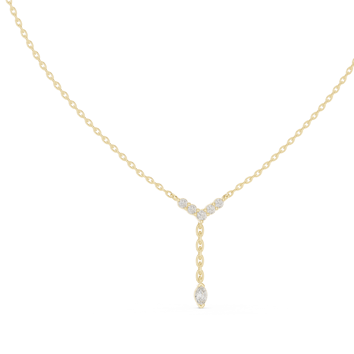 Lariella Chevron Diamond Y Drop Lariat Necklace with Marquise Diamond