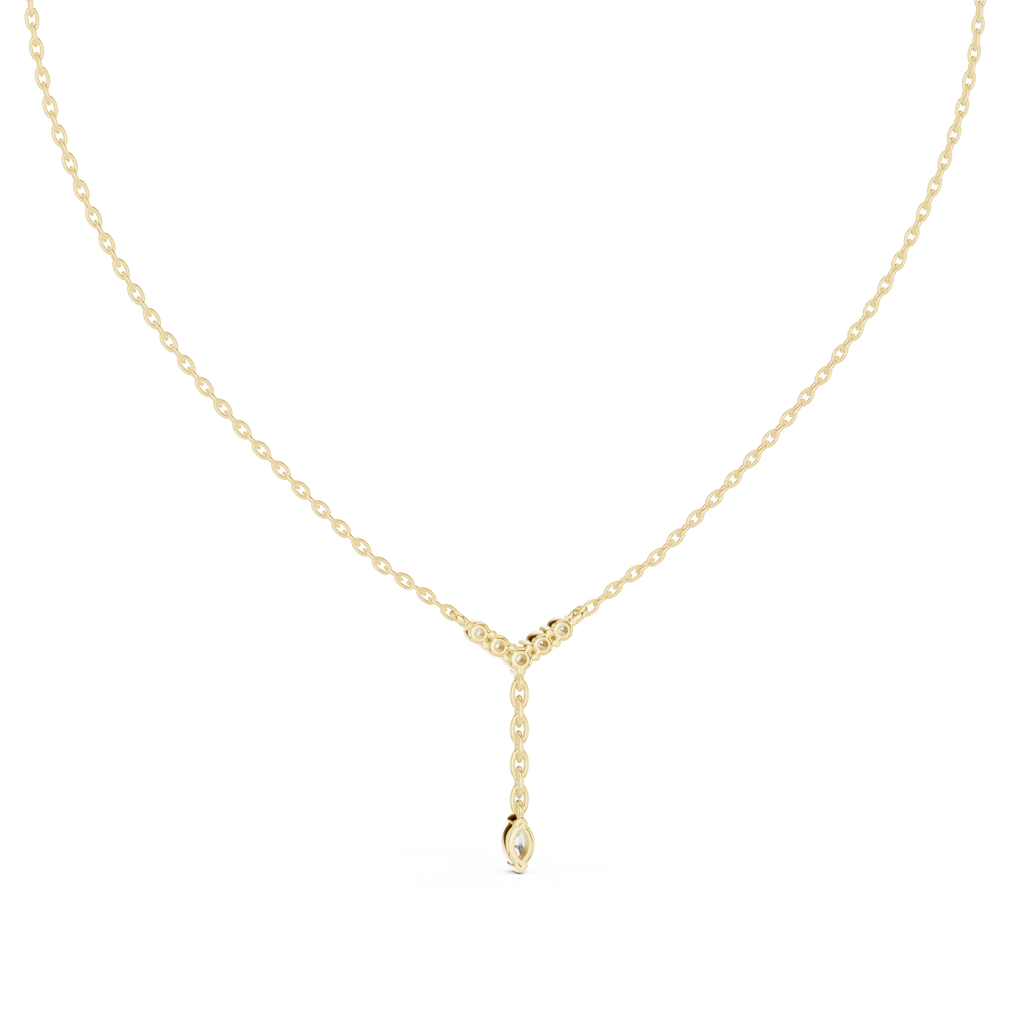 Lariella Chevron Diamond Y Drop Lariat Necklace with Marquise Diamond