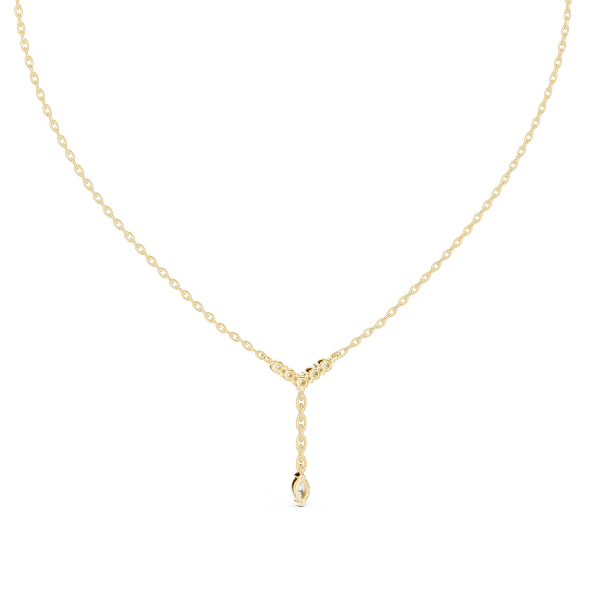 Lariella Chevron Diamond Y Drop Lariat Necklace with Marquise Diamond