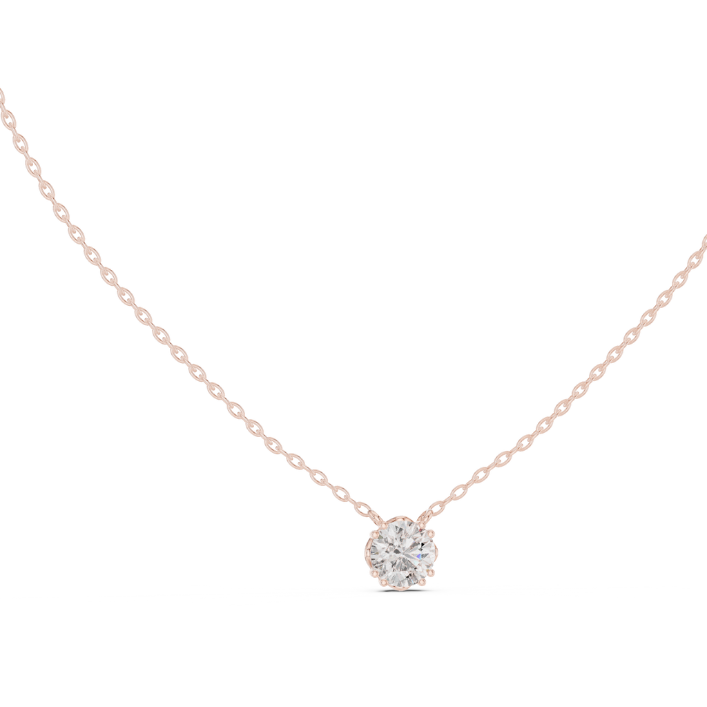 Rosevelle Petal Setting Round Brilliant Lab Grown Diamond Solitaire Necklace