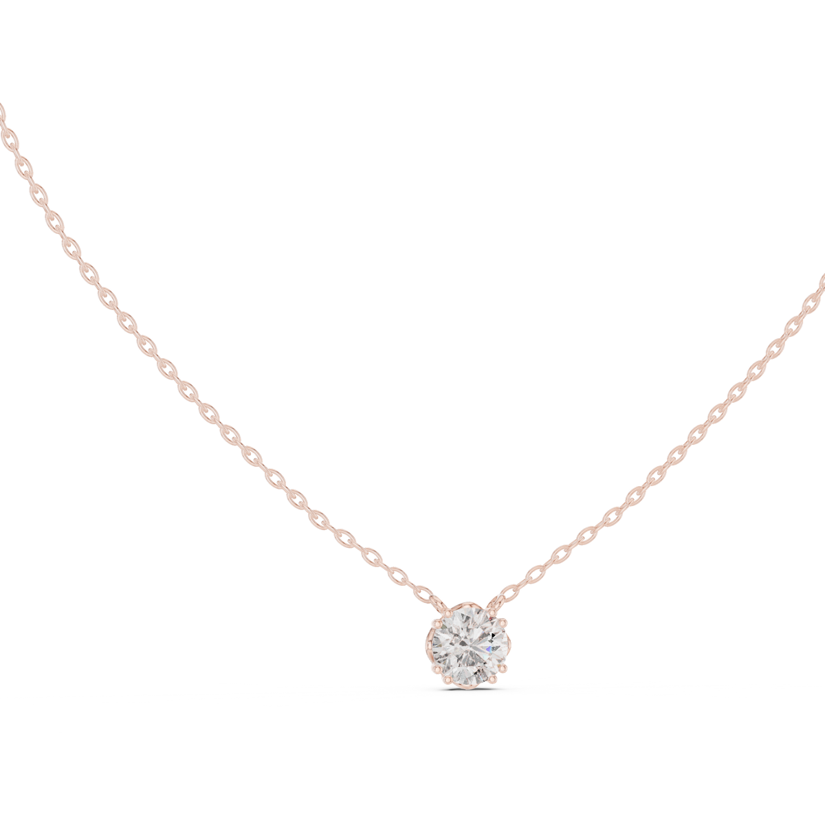 Rosevelle Petal Setting Round Brilliant Lab Grown Diamond Solitaire Necklace