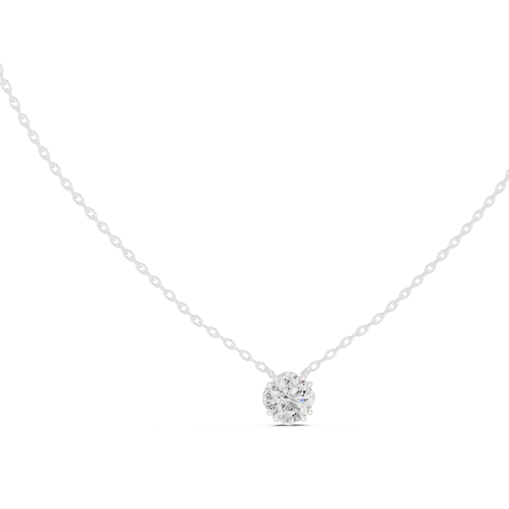 Rosevelle Petal Setting Round Brilliant Lab Grown Diamond Solitaire Necklace