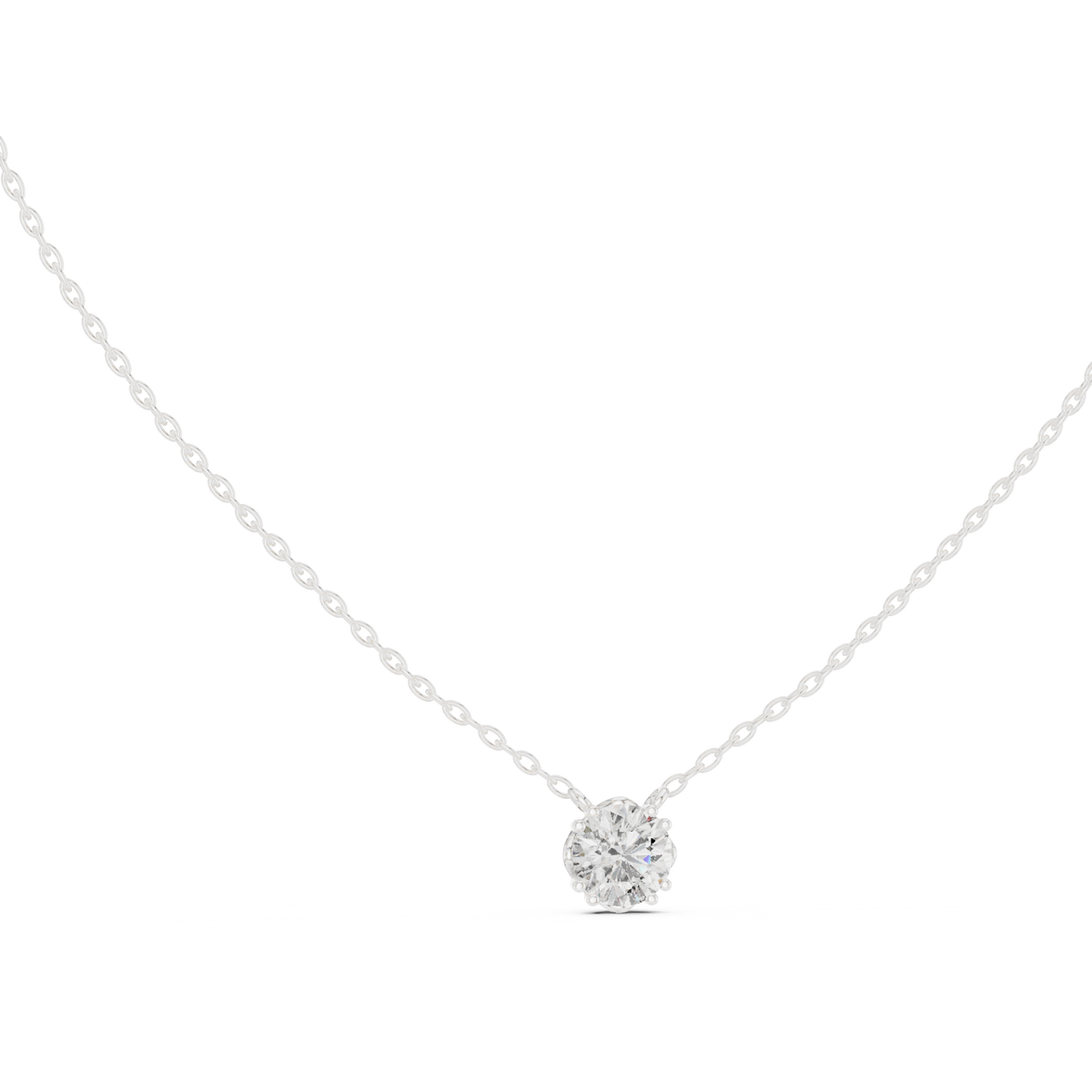 Rosevelle Petal Setting Round Brilliant Lab Grown Diamond Solitaire Necklace