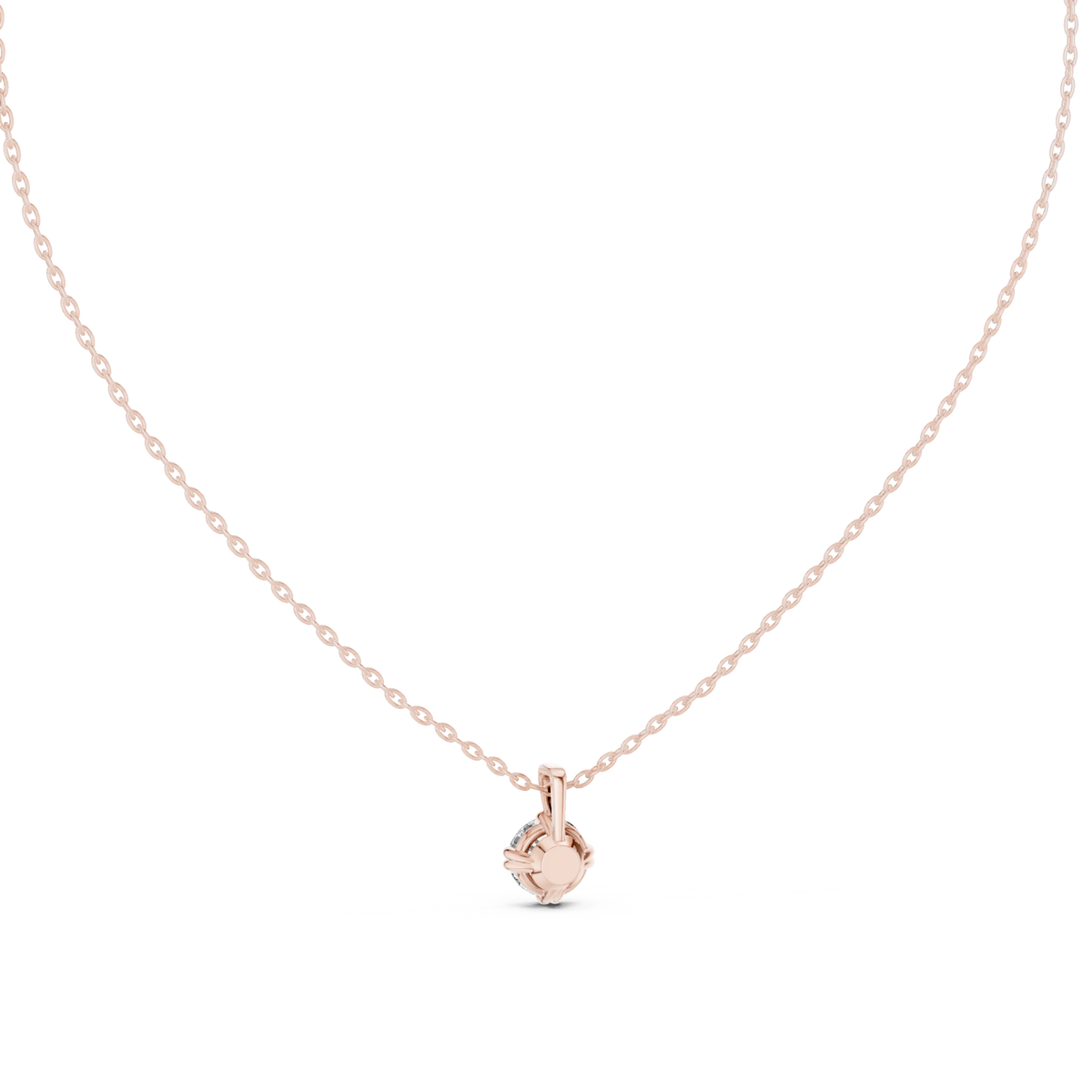 Geminelle Round Brilliant Double Prong Solitaire Lab Grown Diamond Pendant Necklace