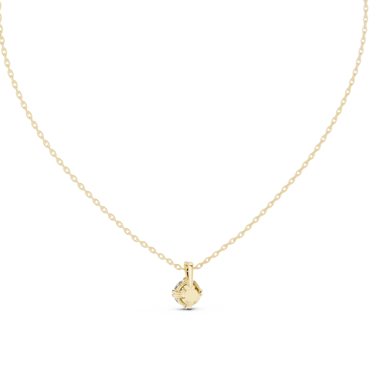 Geminelle Round Brilliant Double Prong Solitaire Lab Grown Diamond Pendant Necklace