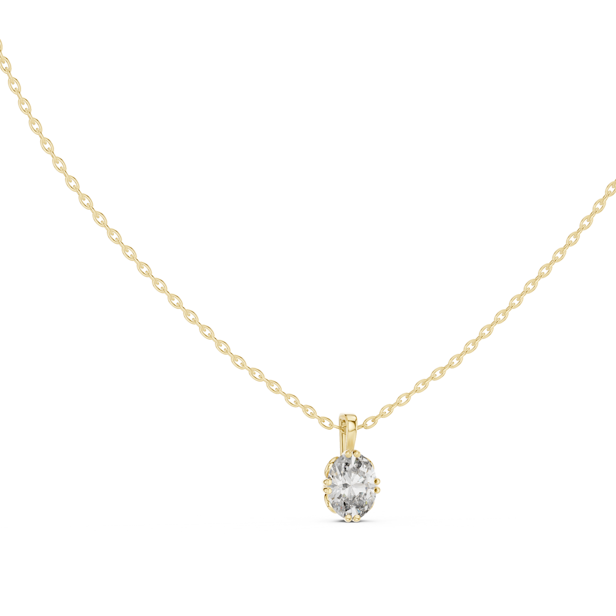 Vellora Petal Prong Oval Cut Lab Grown Diamond Solitaire Pendant