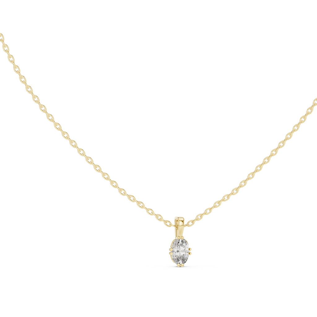 Lumiette Oval Cut Drop Solitaire Lab Grown Diamond Pendant Necklace