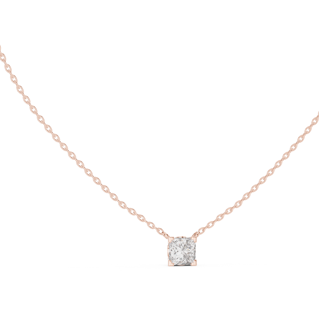 Squarelle Princess Cut Solitaire Lab Grown Diamond Pendant Necklace