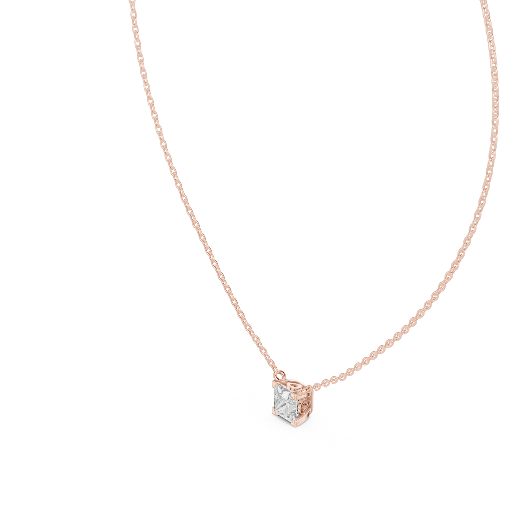 Squarelle Princess Cut Solitaire Lab Grown Diamond Pendant Necklace