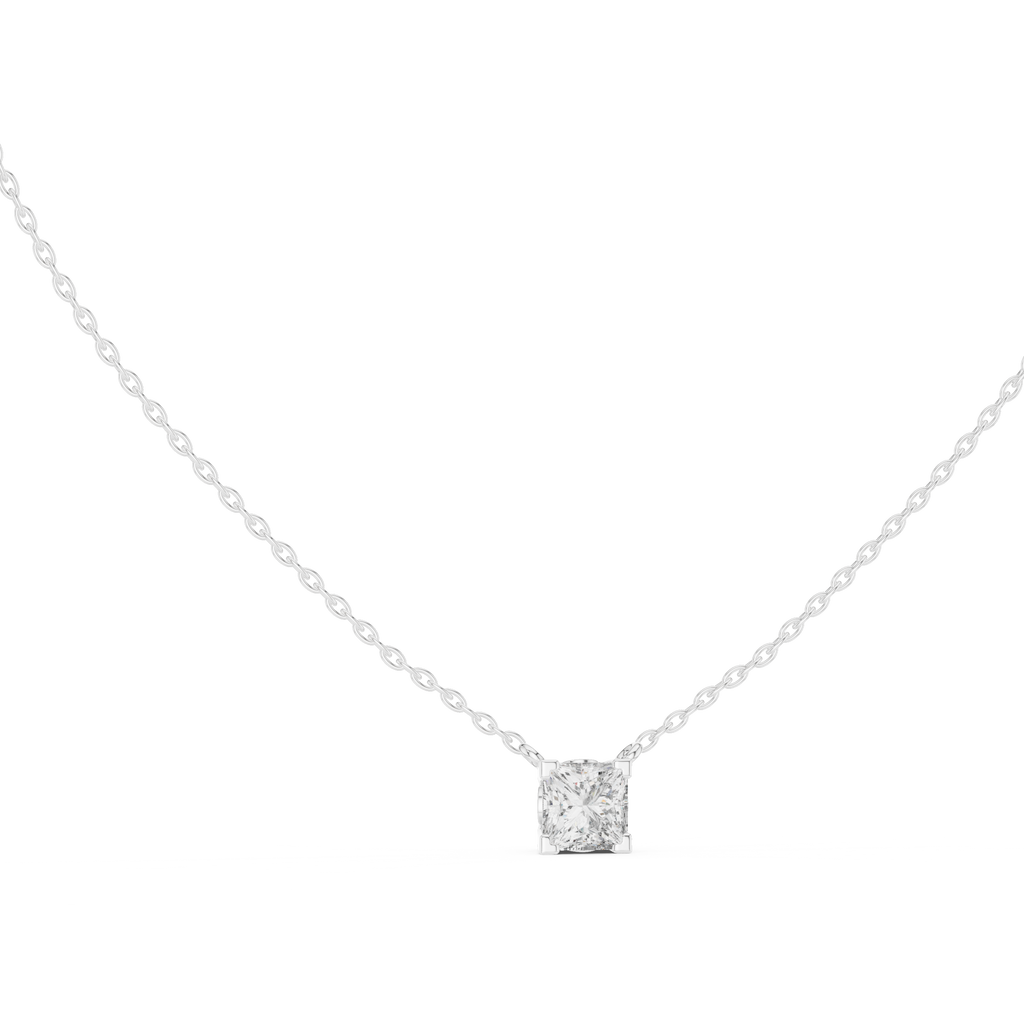 Squarelle Princess Cut Solitaire Lab Grown Diamond Pendant Necklace