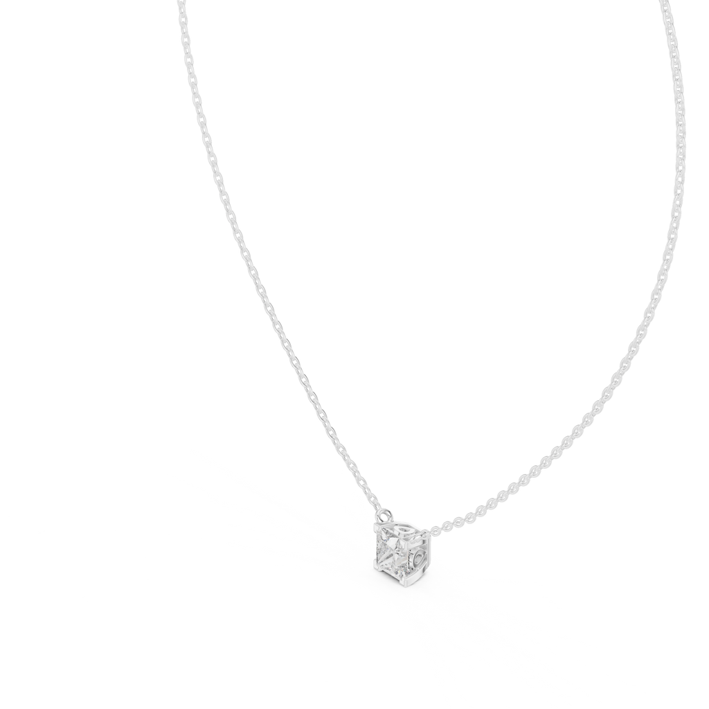 Squarelle Princess Cut Solitaire Lab Grown Diamond Pendant Necklace