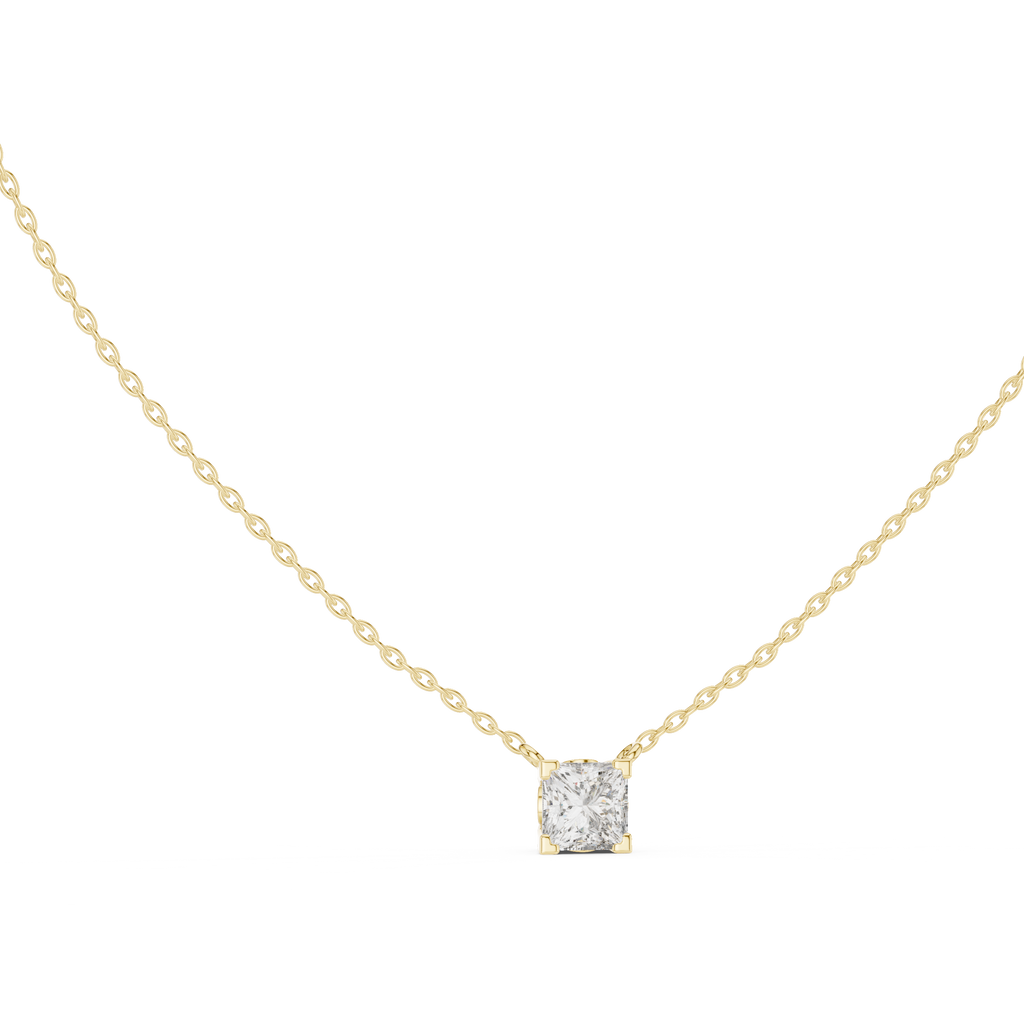 Squarelle Princess Cut Solitaire Lab Grown Diamond Pendant Necklace