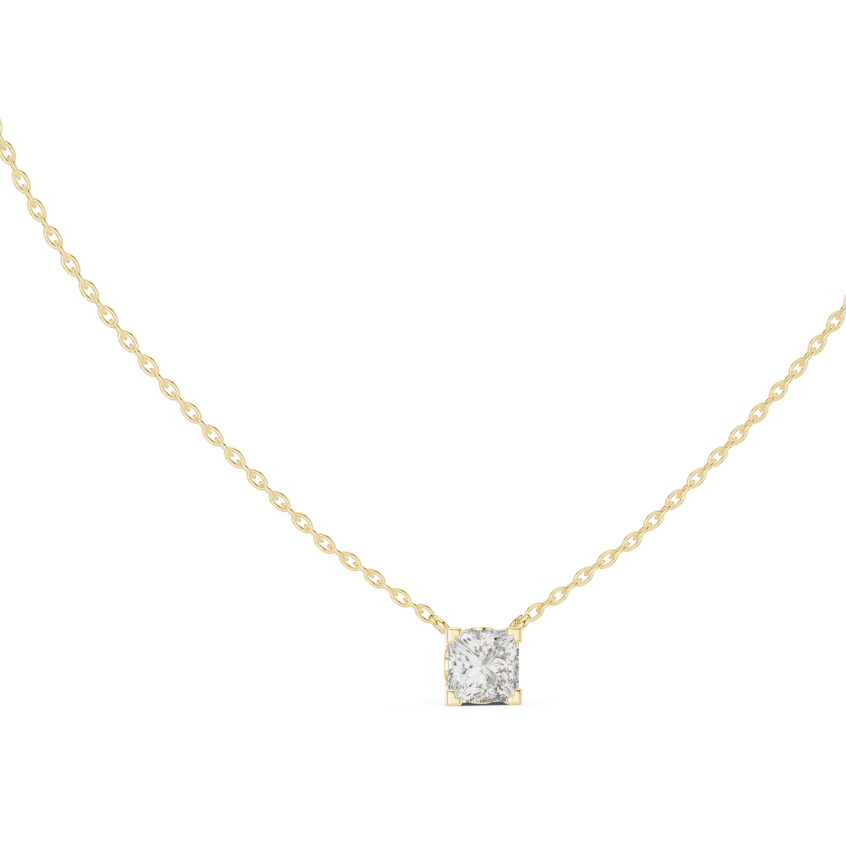 Quadriel Princess Cut Solitaire Lab Grown Diamond Pendant Necklace