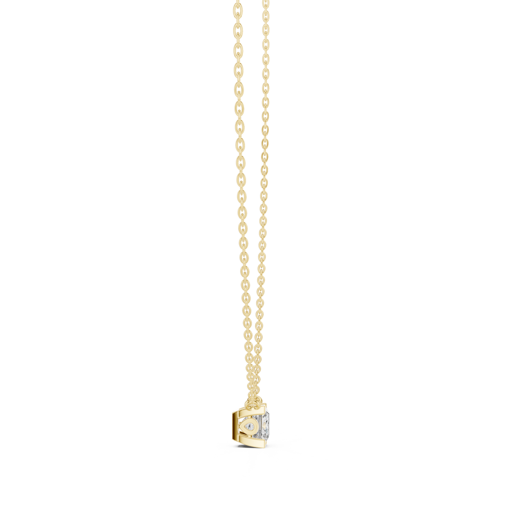 Squarelle Princess Cut Solitaire Lab Grown Diamond Pendant Necklace
