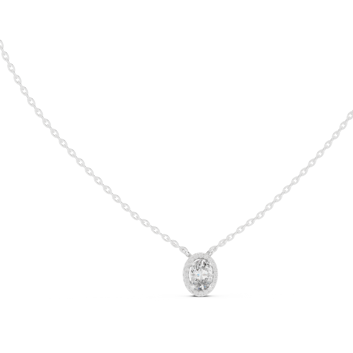Selenara Oval Cut Halo Lab Grown Diamond Pendant Necklace