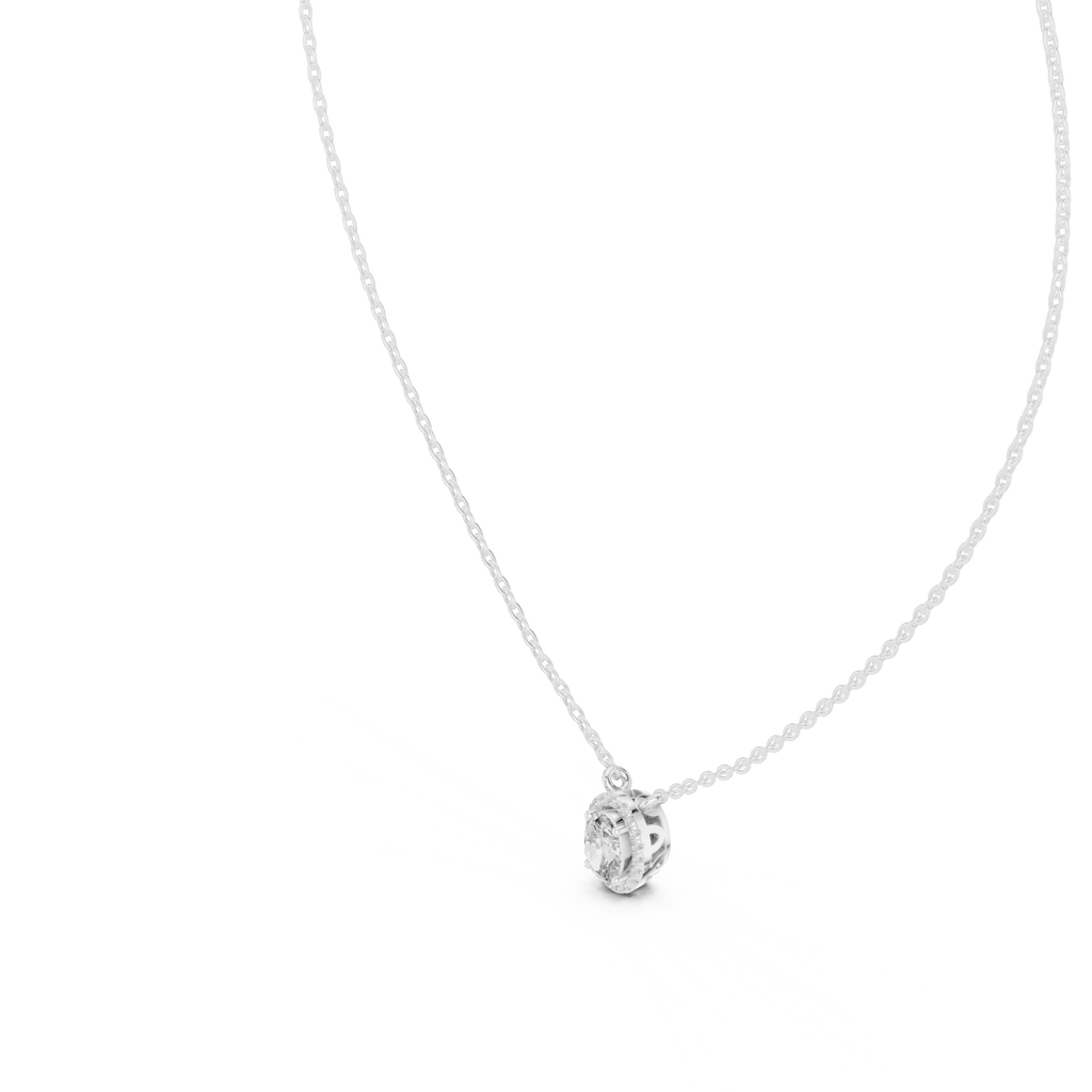Selenara Oval Cut Halo Lab Grown Diamond Pendant Necklace