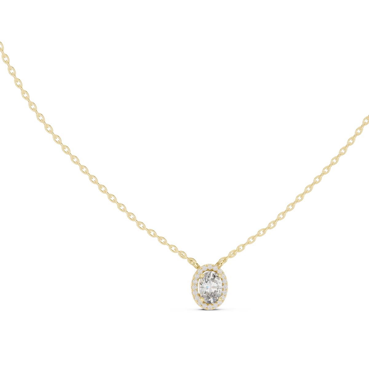 Selenara Oval Cut Halo Lab Grown Diamond Pendant Necklace
