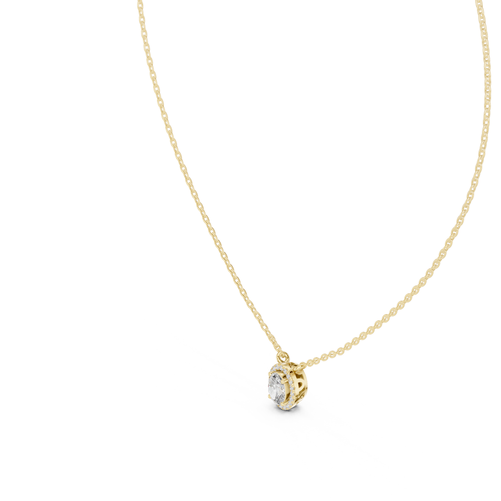 Selenara Oval Cut Halo Lab Grown Diamond Pendant Necklace