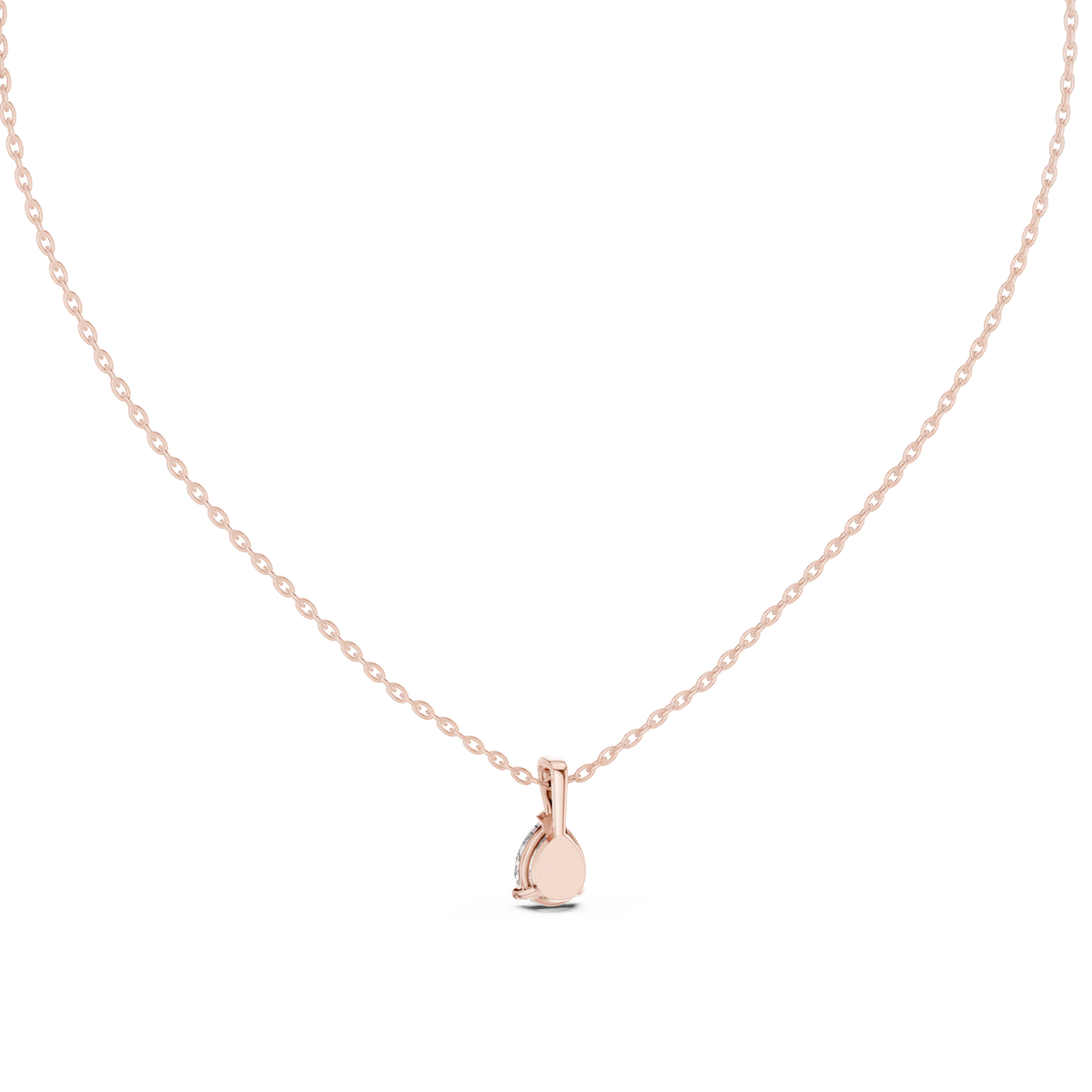 Peraya Classic Pear Solitaire Diamond Pendant with Chain