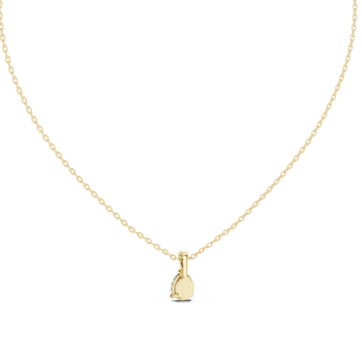 Peraya Classic Pear Solitaire Diamond Pendant with Chain