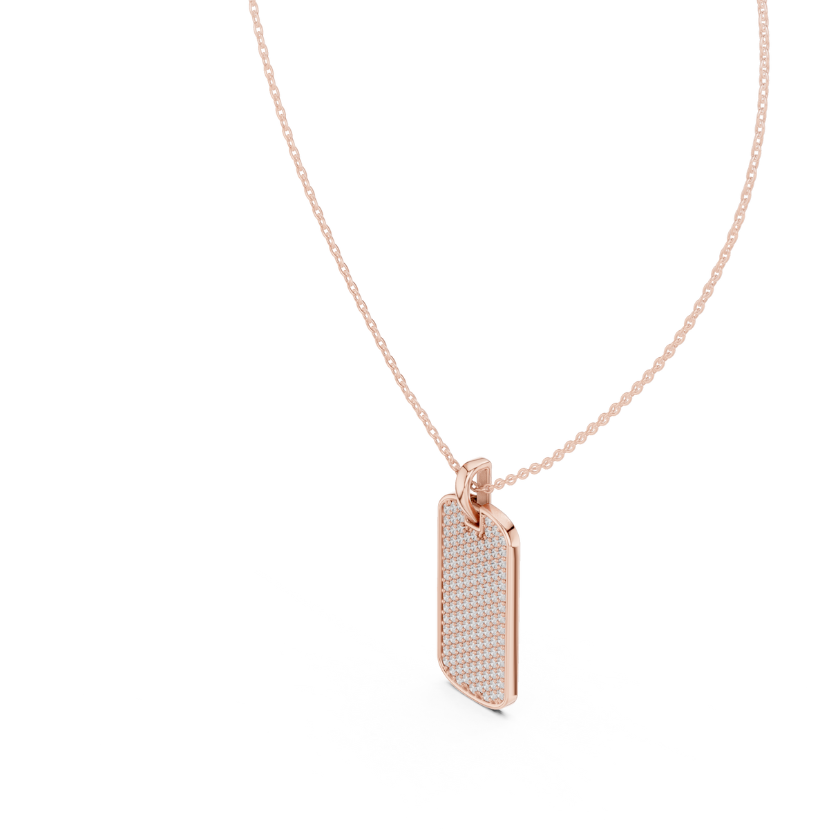 Sentrel Iced-Out Pavé Dog Tag Diamond Pendant with Chain