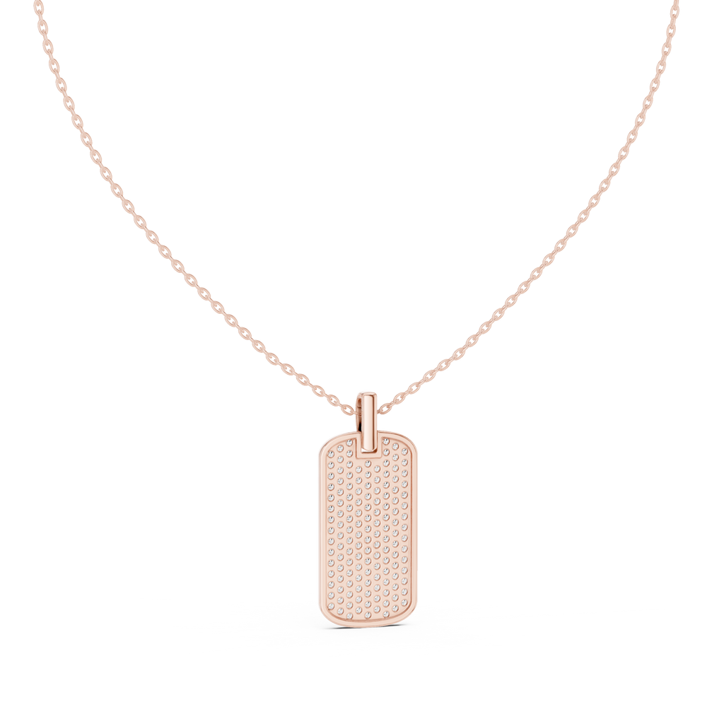 Sentrel Iced-Out Pavé Dog Tag Diamond Pendant with Chain