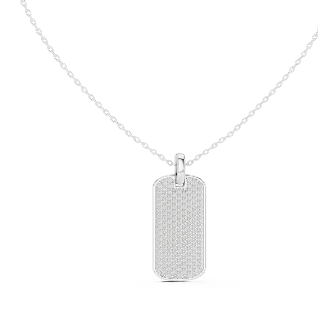 Sentrel Iced-Out Pavé Dog Tag Diamond Pendant with Chain
