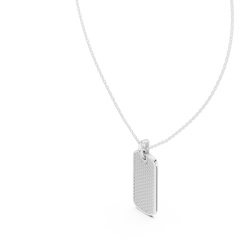 Sentrel Iced-Out Pavé Dog Tag Diamond Pendant with Chain