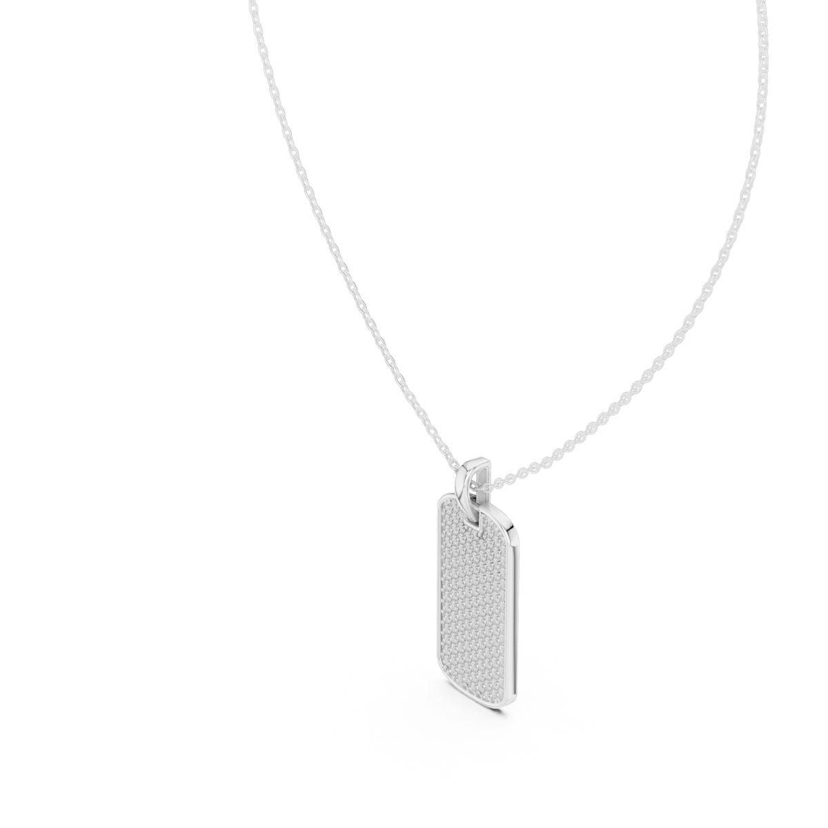 Sentrel Iced-Out Pavé Dog Tag Diamond Pendant with Chain