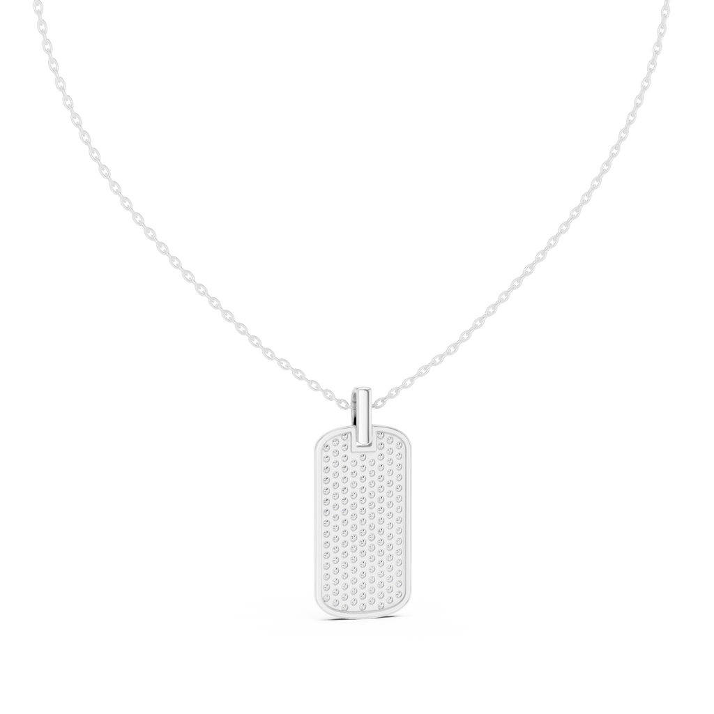 Sentrel Iced-Out Pavé Dog Tag Diamond Pendant with Chain