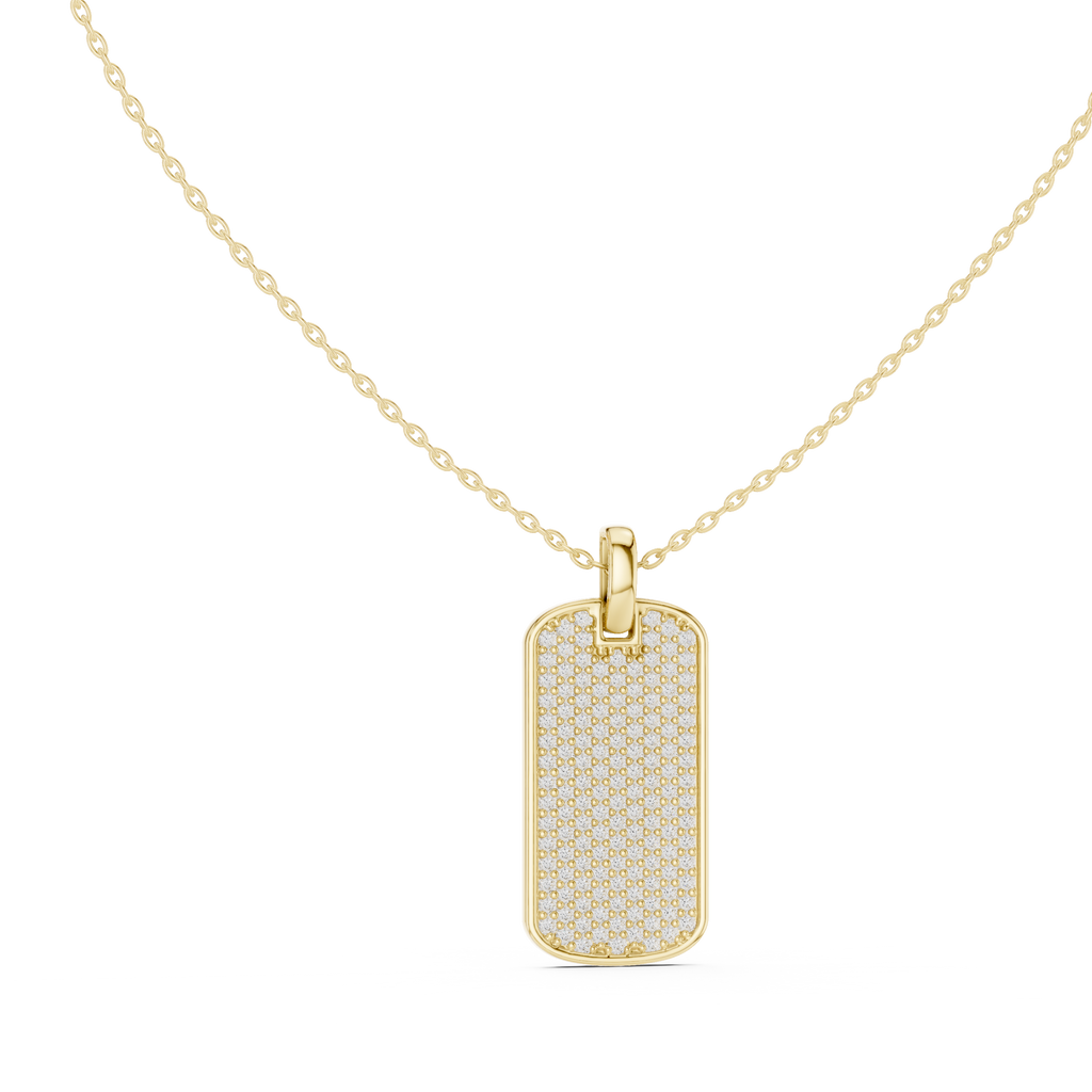 Sentrel Iced-Out Pavé Dog Tag Diamond Pendant with Chain