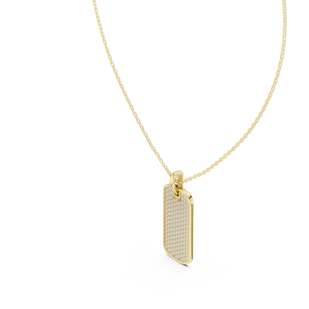Sentrel Iced-Out Pavé Dog Tag Diamond Pendant with Chain