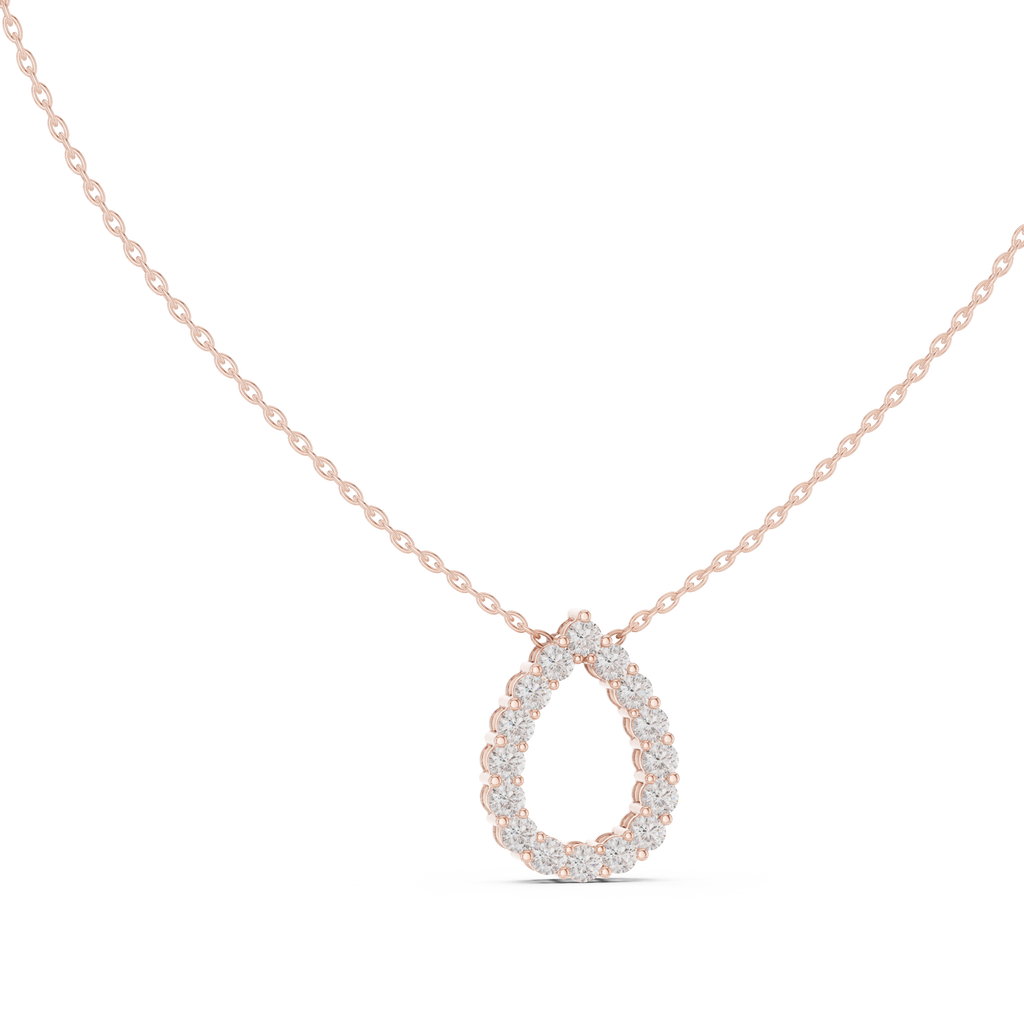Dewina Open Pear Teardrop Diamond Pendant with Chain