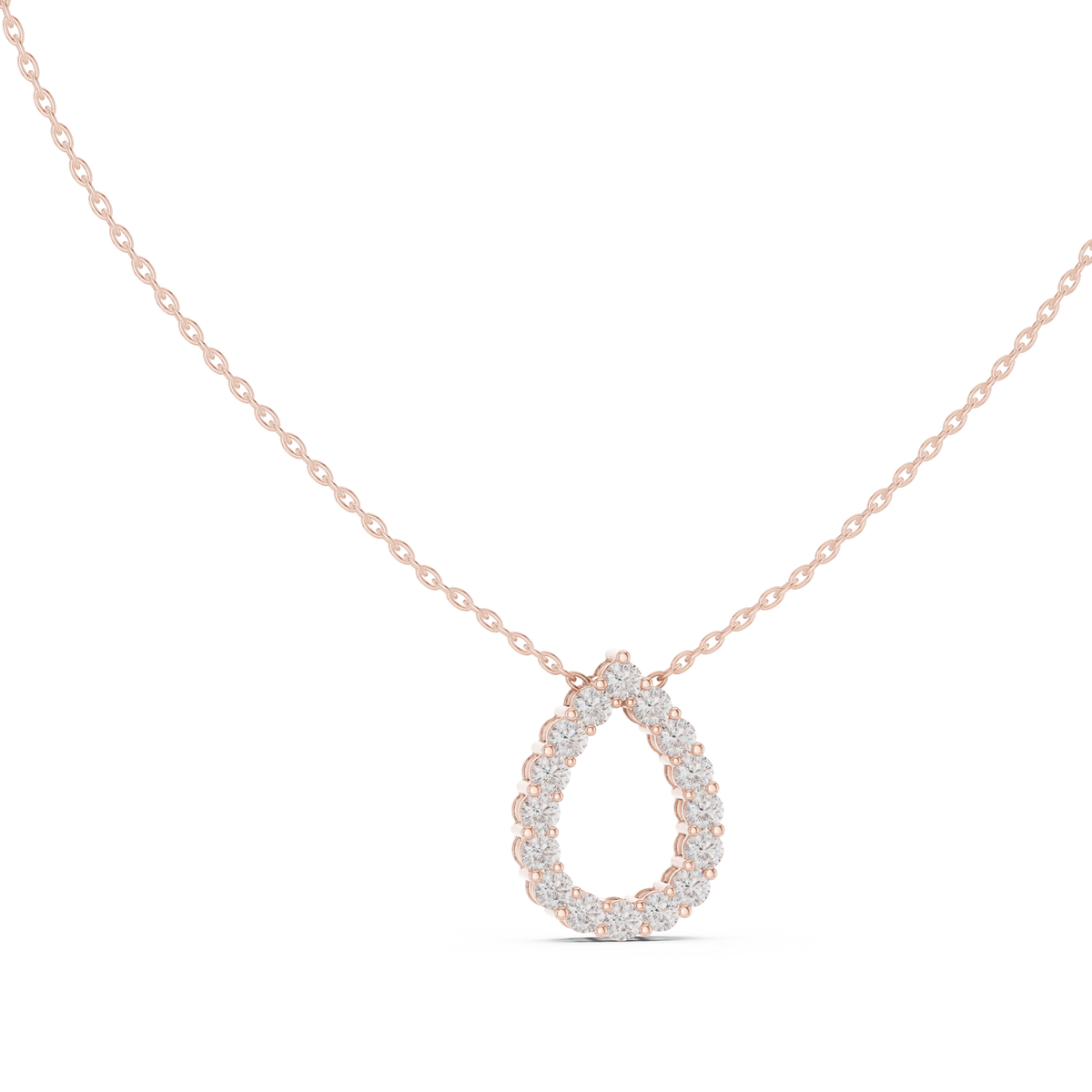 Dewina Open Pear Teardrop Diamond Pendant with Chain