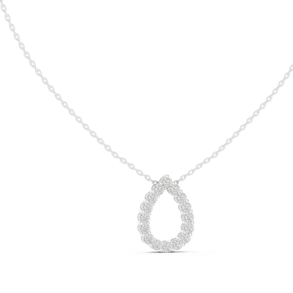 Dewina Open Pear Teardrop Diamond Pendant with Chain