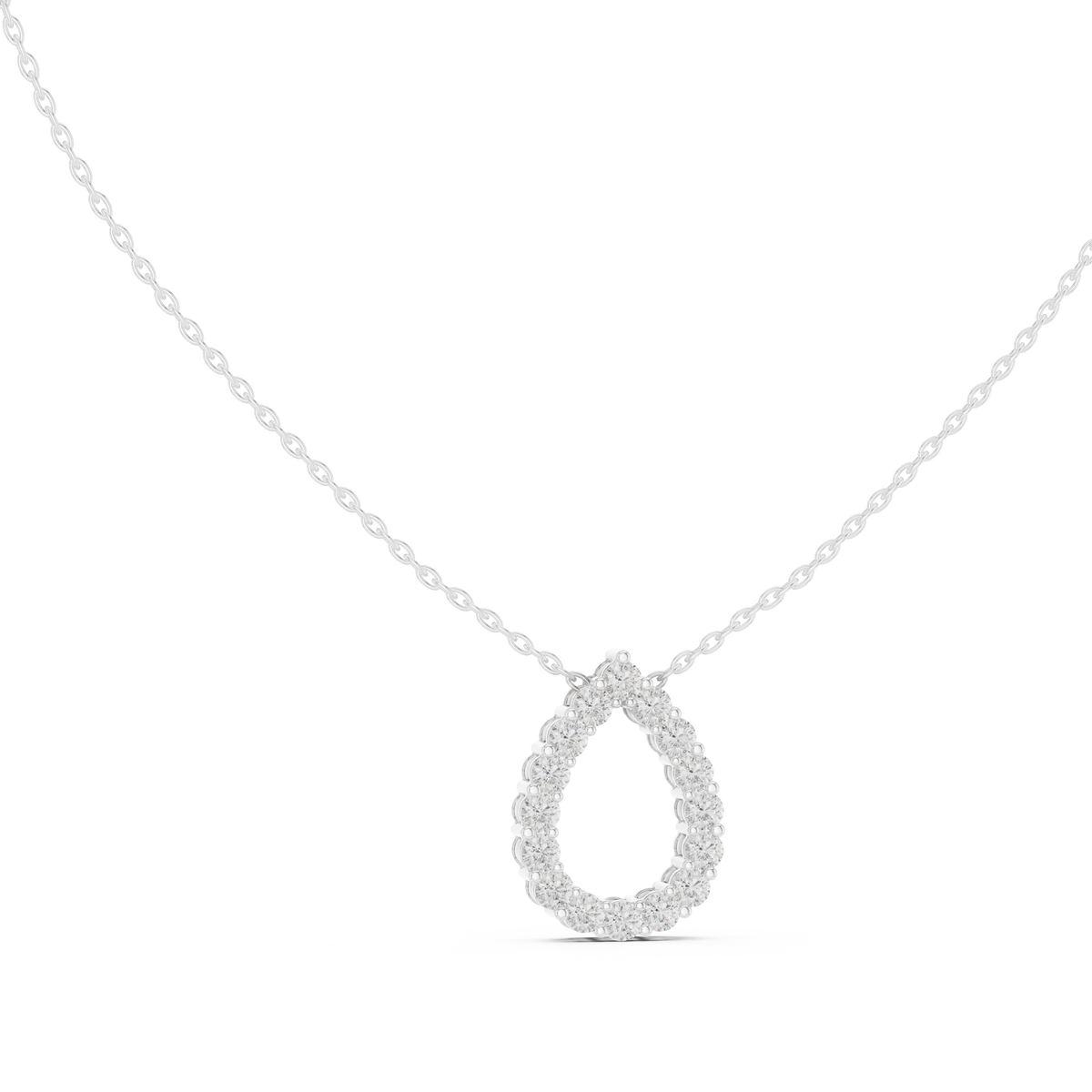 Dewina Open Pear Teardrop Diamond Pendant with Chain