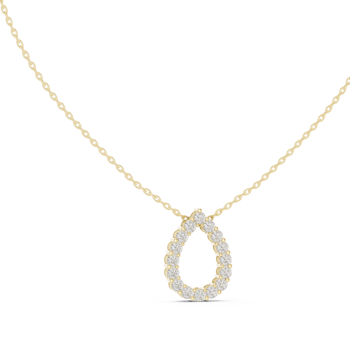Dewina Open Pear Teardrop Diamond Pendant with Chain