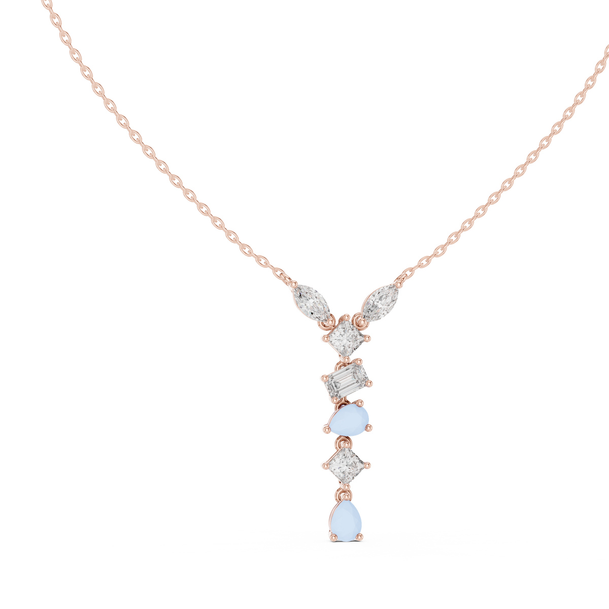 Lariana Multi-Shape Diamond Y Drop Necklace