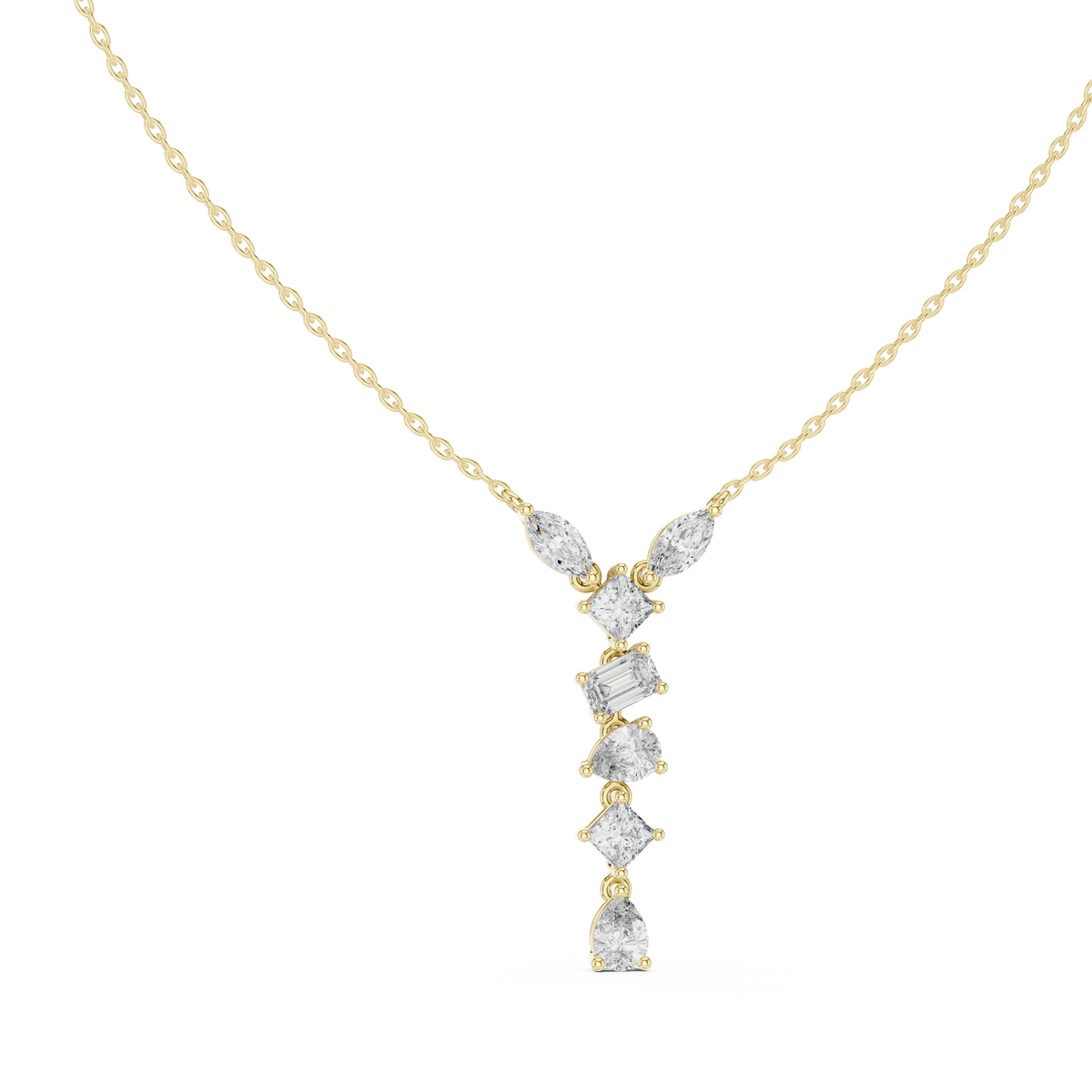 Lariana Multi-Shape Diamond Y Drop Necklace