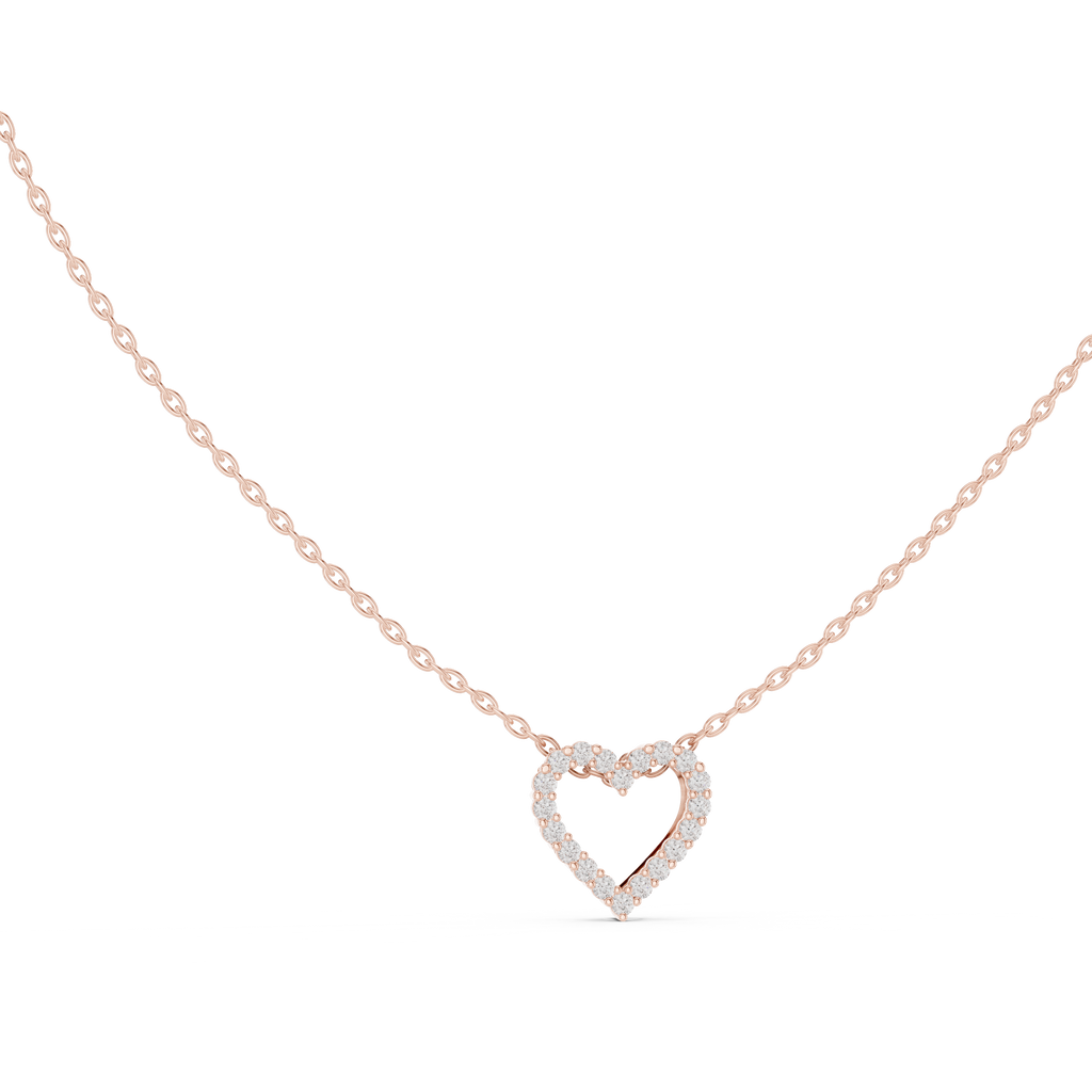 Amorette Dainty Open Heart Diamond Pendant with Chain