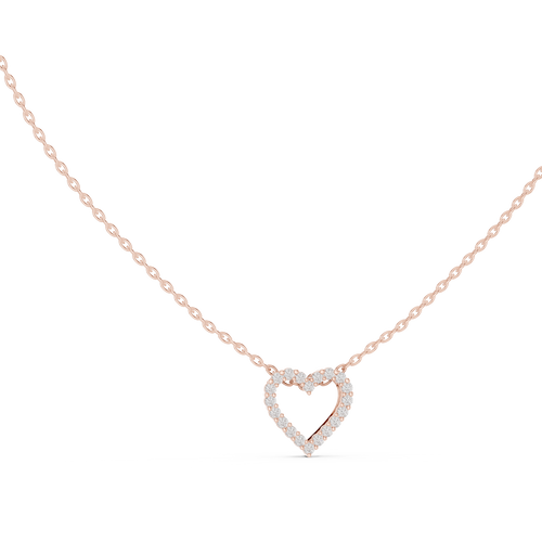 Amorette Dainty Open Heart Diamond Pendant with Chain