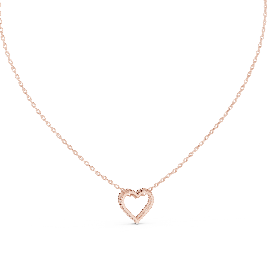 Amorette Dainty Open Heart Diamond Pendant with Chain