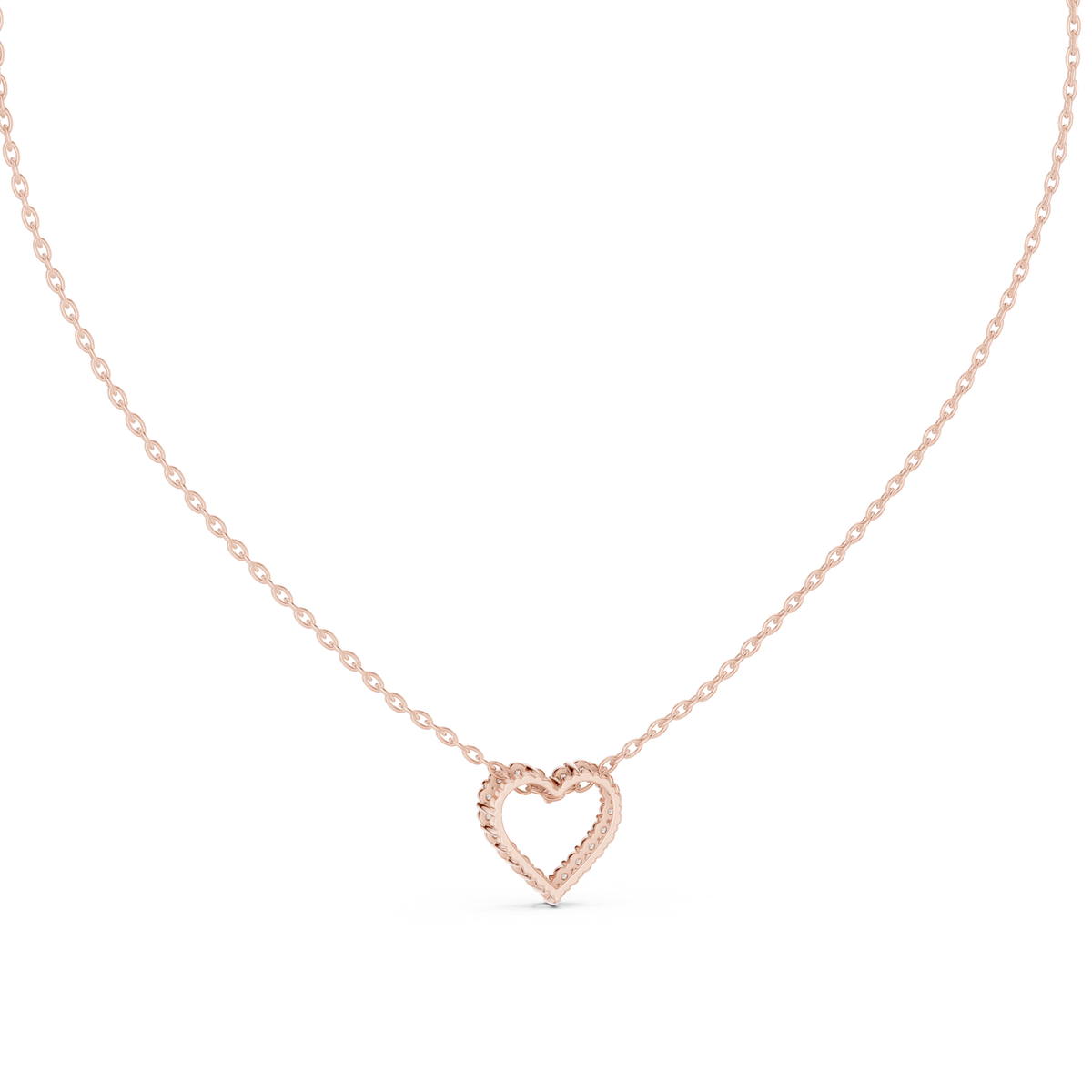 Amorette Dainty Open Heart Diamond Pendant with Chain