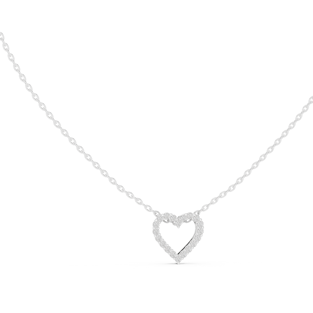 Amorette Dainty Open Heart Diamond Pendant with Chain