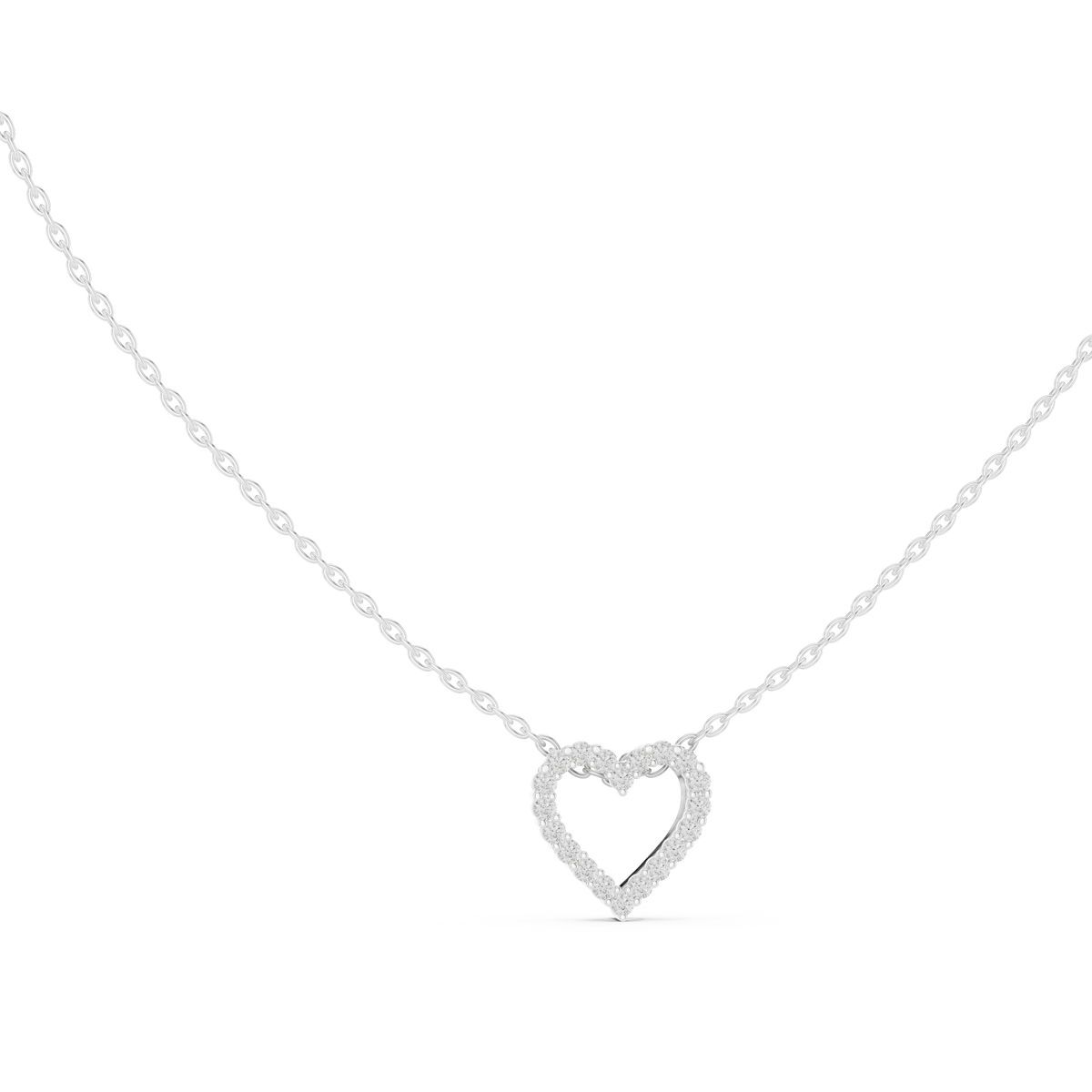 Amorette Dainty Open Heart Diamond Pendant with Chain