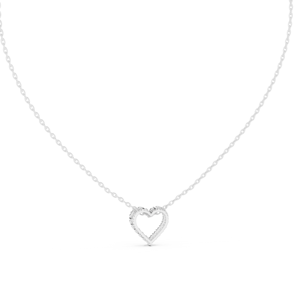 Amorette Dainty Open Heart Diamond Pendant with Chain