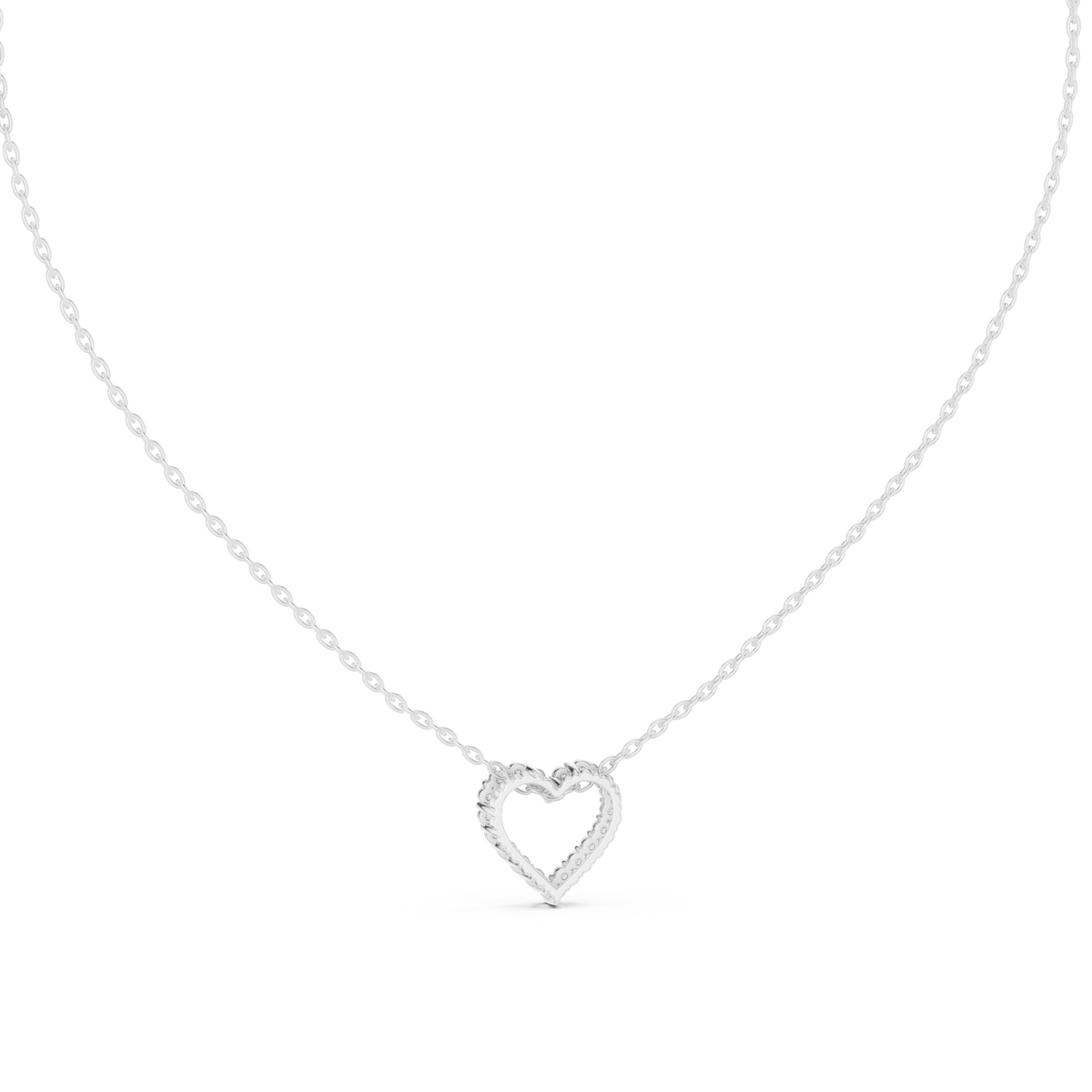 Amorette Dainty Open Heart Diamond Pendant with Chain